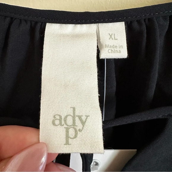 NWT Ady P size XL Black Tie Neck Peplum Blouse Top Long Sleeve New Heavyweight - Picture 3 of 5